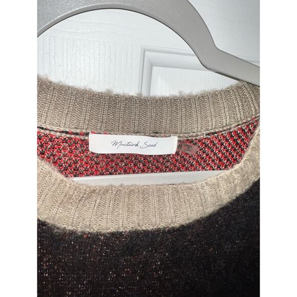 Mustard Seed Chevron Leopard Print Cozy Pullover Sweater - size M - Picture 4 of 7